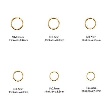 1 Box (Approx 1000pcs) , 4~10x0.7~1mm, Iron Jump Rings, Close but Unsoldered in Golden